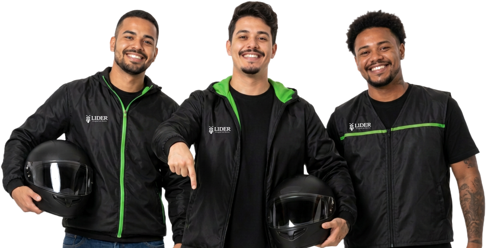 Equipe da Líder Locadora apontando para o buscador de cidades